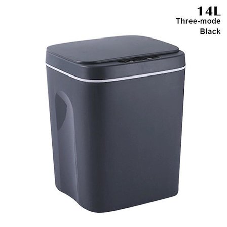 Smart Induktions Beröringsbar Papperskorg Självstängande Självbytande Avfallsbehållare Automatiskt Öppningsbart Lock Kompatibel med Tre Lägen Svart 