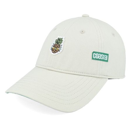 Coastal - Beige unconstructed Keps - 6 Panel Curved Visor Pinapple Sand Dad Cap @ Hatstore