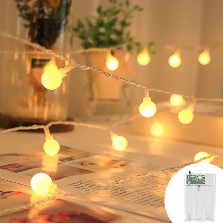 Spherical String Lights, 3m 20 Led Små Kugler, Batteridrevet Indendørs Og Udendørs Dekoration