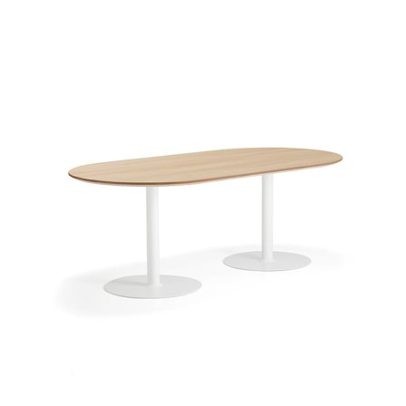 Bord METRIC, oval, 2000x1000x720 mm, vit/ek