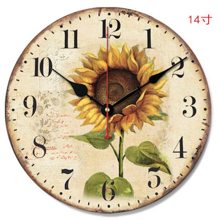 Dekorativ stil Vintage Blomster Vægure Træ Rund Blomster