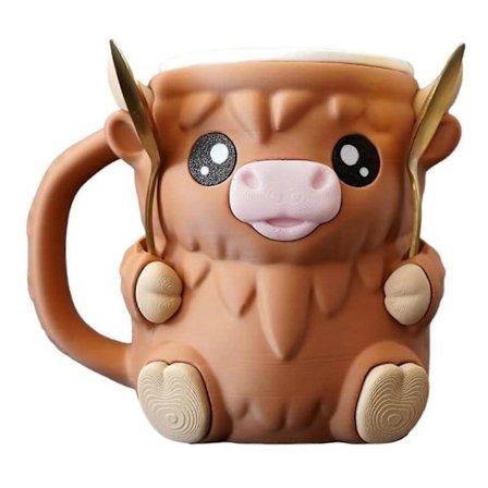 Højlandsko Iscremeholder 3D-printet Iscreme Pint Hyggelig Sødt Dyr Gave (FMY)