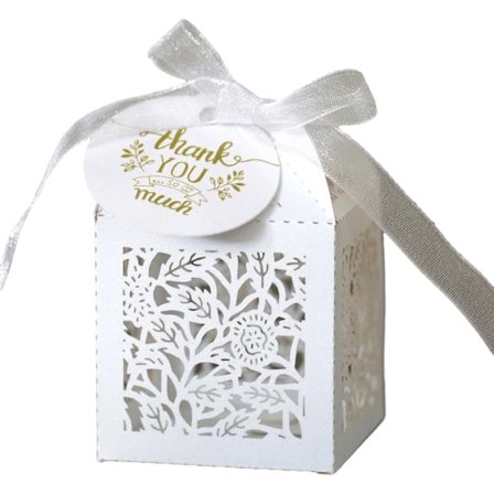 50 stk. Bryllupsslikæske med bånd, takkekort, udhulet Valentinsdagsgave