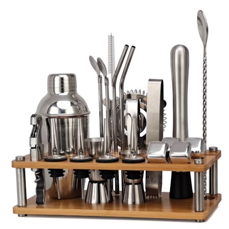 Bartender Cocktailsett 23-delt Shaker Rustfritt Stål Shaker Stativ for Blandede Drikker Martini Barverktøy (Størrelse: Boston Sh
