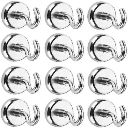 Magnetiske kroker, ekstra sterk magnet med krok for kjøleskap, 12 stk