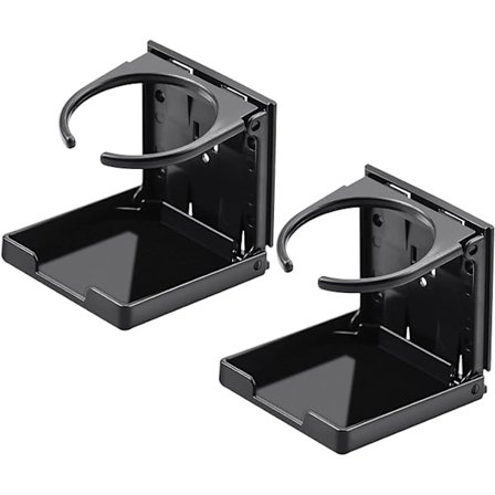 2 stk. koppholder til bil, sammenleggbar koppholder til bil, lastebil, hytte - 98 mm, svart