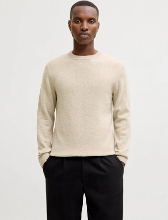 Jack & Jones Jprblulambswool Knit Crew Neck - Cream - XL