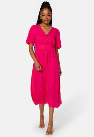 Pieces Tala SS Midi Dress Beetroot Purple Klær
