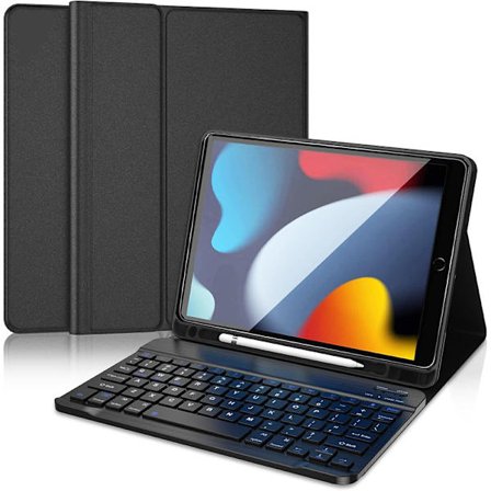 [LCS] Näppäimistö iPad 9. sukupolvelle 2021 / iPad 8. 2020 / iPad 7. 2019 10,2 tuumaa - Langaton Bluetooth AZERTY-näppäimistö, pehmeä takakuori