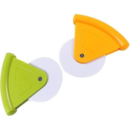 Sød og attraktiv 2 stk. bærbar plastik pizzaskærer rund hjul rulle skærer kage brød skæring konditori pizzaskærer hjul køkken bageværktøjer Mul