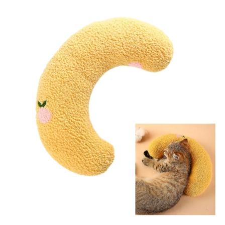 Liten kudde för katter, ultra mjuk fluffig husdjur lugnande leksak halv munk cuddler 3färg yellow