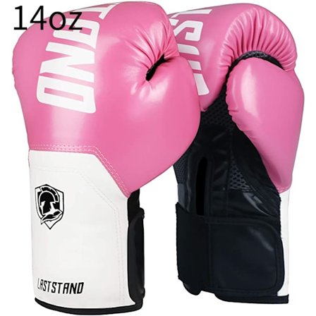 Boxhandskar för män och kvinnor, boxningsträningshandskar, taekwondo-sandsäckhandskar, Muay Thai sparringträningshandskar rosa och vita 14oz
