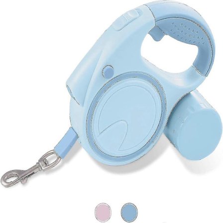 Rulleline til hund med LED-lommelygte, 4,8 m slidstærk line til små til mellemstore hunde