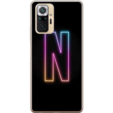 Yhteensopiva Puhelinkuori Xiaomi Xiaomi Redmi Note 10 Pro Minimalistinen neonkirjain N värinvaihtuvassa valossa mustaa taustaa vasten