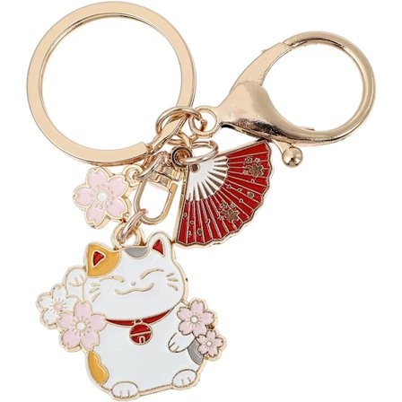 Nøglering Maneki Neko Lykke Japansk Kat Nøglering til Bilpung Rygsæk Håndtaske Fødselsdagsgaver ---Kattemønster