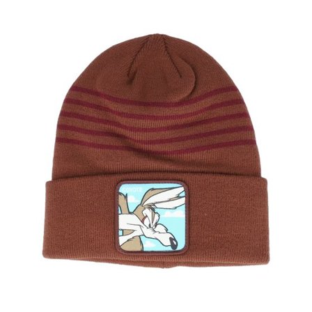 Capslab - Brun cuff Beanie - Looney Tunes Coyote Brown/Red Cuff @ Hatstore
