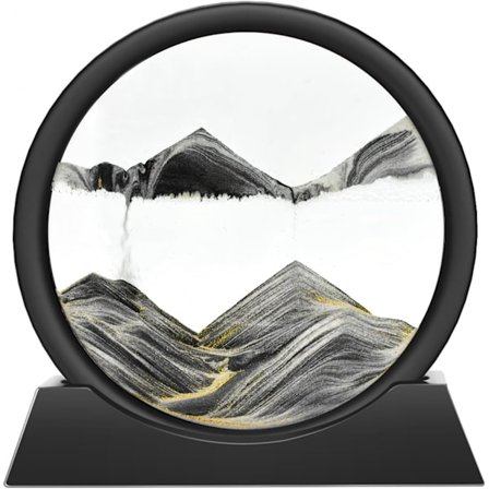 (Sort) Bevægeligt Sand Kunst Billede 3D Timeglas Dybhavs Sandskab Flydende Bevægelse Display Maleri Flydende Sand Ramme