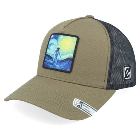 Public Domain - Brown - trucker - Cap - Space Man Art Coffee/Black Trucker - Hatstore