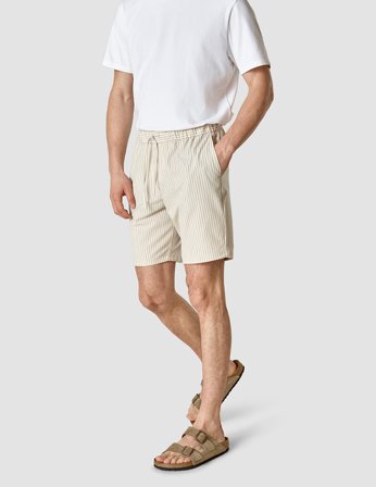 Shaping New Tomorrow - Tech Linen Elastic Shorts - Sandshell Stripe - Herre - 33/