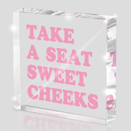 Tag Plads Søde Kinder Pink Akryl Vægdekoration, 10x10 cm Sjov Badeværelsesindretning, Særpræget Skrivebordsskilt, Retro Humor Print til Pigeværelse