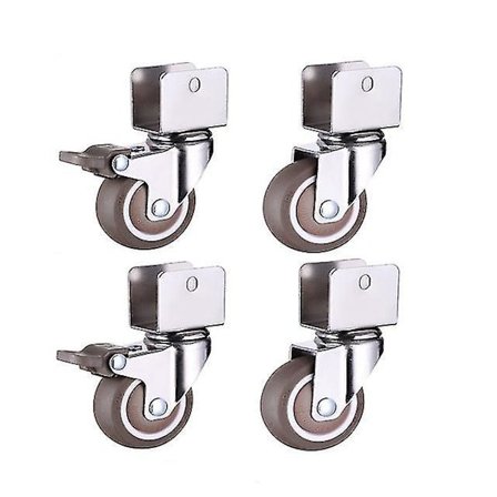 1.5 Furniture Crib Casters Cabinet Clamp With Brake Wheels Soft Rubbe