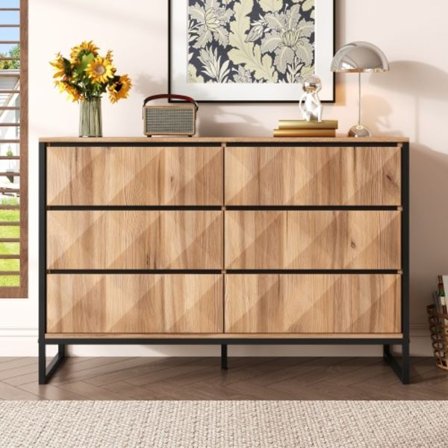 Senkki mustaa ja luonnonväristä puuta metallijaloilla | Lipasto kohotetuilla ovilla | Säilytyskaluste