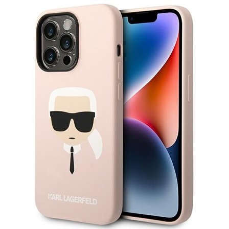 Karl Lagerfeld KLHCP14LSLKHLP iPhone 14 Pro 6.1 "hardcase rosa / rosa silikon Karl`s Head