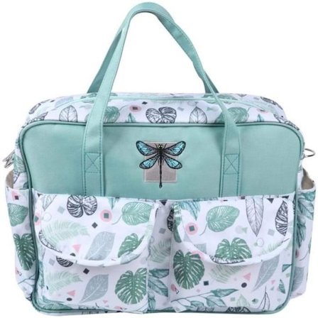 Stor håndtaske, stilfuld vandtæt rejseskuldertaske, rummelig puslemåtte til mor (Grøn)