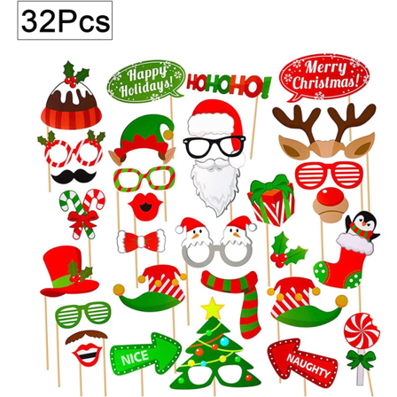 Joulukuvauskoppi rekvisiitat Kultaiset Syntymäpäiväjuhlat Photobooth rekvisiitat