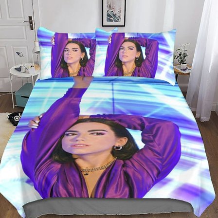 Entemah Dua Lipa Sengetøy Dynetrekksett, 3D-trykt 3-delt Sanger-modell Dynetrekk Mykt Mikrofiber Soverom Dynesett, for Tenåringer og Voksne Dyne