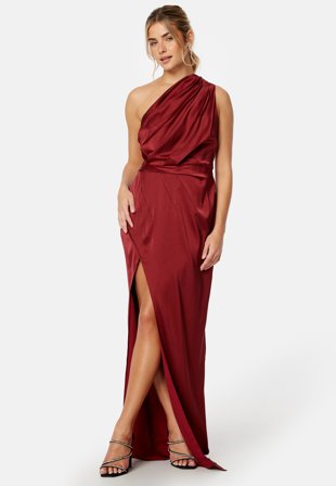 Elle Zeitoune Wenona Satin One Shoulder Dress Wine Vaatteet