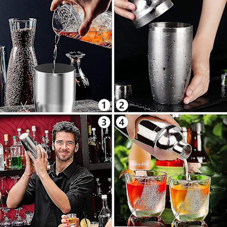 24 Oz Stainless Steel Coffee Shaker Mixer & Bar Accessories Tool With Strainer