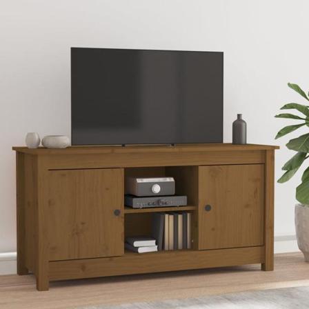 Vidaxl Tv-bänk Honungsbrun 103x36,5x52 Cm Massiv Furu Brun