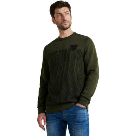 PME Legend, R-neck cotton plated olive Groen, Heren, Maat:XL