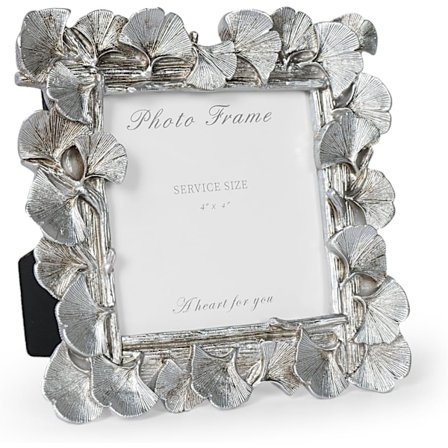 Billedramme Sølv, Vintage Sølv Ornamenteret Bladtekstureret Håndlavet Resin med Glasfront Antik Fotoramme til Bordpladevisning, Retro Design H