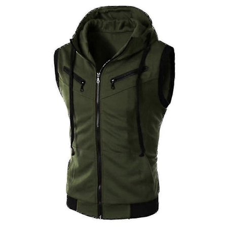 Herr Zip Up Ärmlös Gilet Hoodie Väst Sweatshirt Jacka Västar Top-e