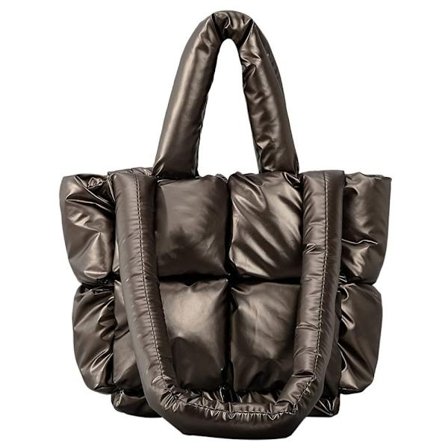 Vadderad tygväska Puffer Quiltad axelväska ANTIK BRONS