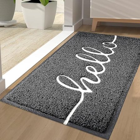 Hello Utedørmatte, Innedørmatte, Inngangmatte, Inngangmatte, Sklisikker Støvbestandig Utedørmatte, 44 X 76 Cm (svart)