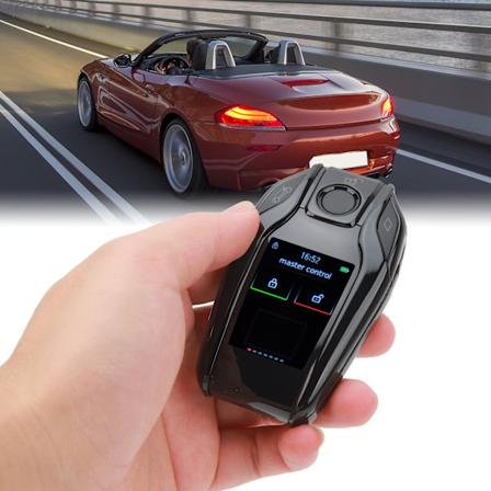 Smart nøkkelbrikke med LCD-skjerm, anti-tapt, automatisk låsing og opplåsing, nøkkelfri tilgang, automatisk låsing, nøkkelbrikke for biler med 