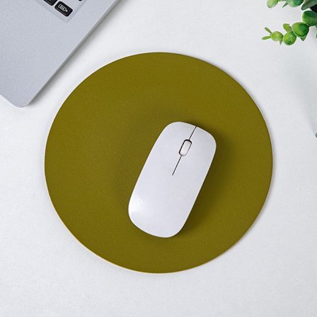 Rund musmatta i läder enfärgad liten datorskrivbordsmatta liten fräsch tjej tangentbord spel