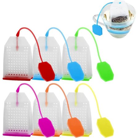 Te-infuser kompatibel lös te tefilter tepåsar återanvändbar tesil (6 färger)