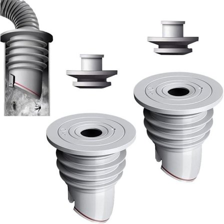 Tetningsring for avløpsslange til vaskemaskin, 2 stk, grå, med silikonhette