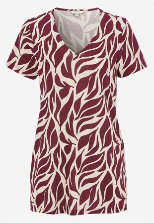 Cellbes of Sweden - Mönstrad trikåtunika med fickor - vinröd / mönstrad - för damer - 34/36