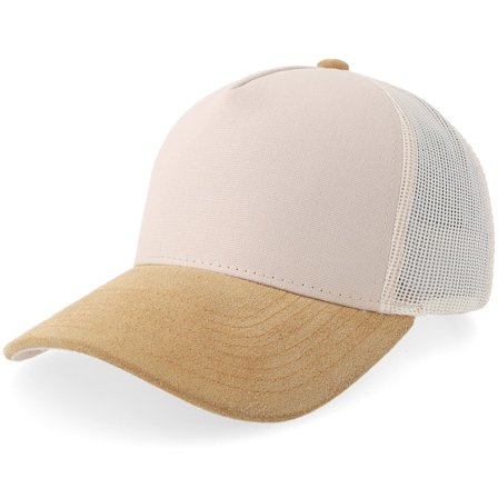 Equip - Beige trucker Keps - Beige Canvas/Wheat Suede A-frame Trucker @ Hatstore