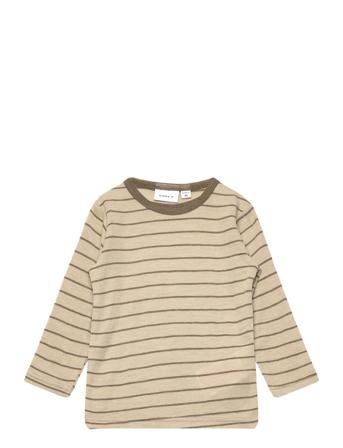 Nmmwang Wool Plain Aop Ls Top Xxii T-shirts Long-sleeved T-shirts Ruskea Name It