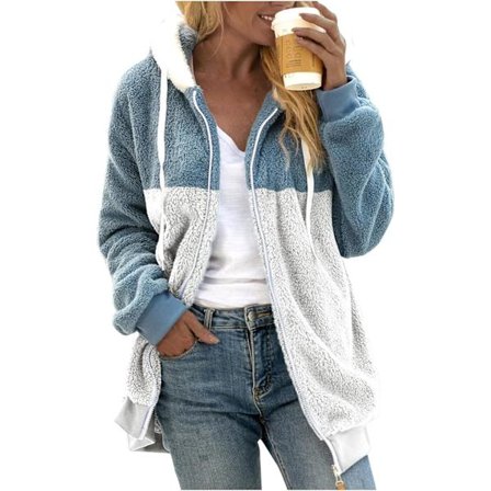 Hupullinen takki naisten teddy fleece -takki siirtymätakki hupulla taskuilla vetoketju syksy talvi plyysi takki fleece -takki talvi