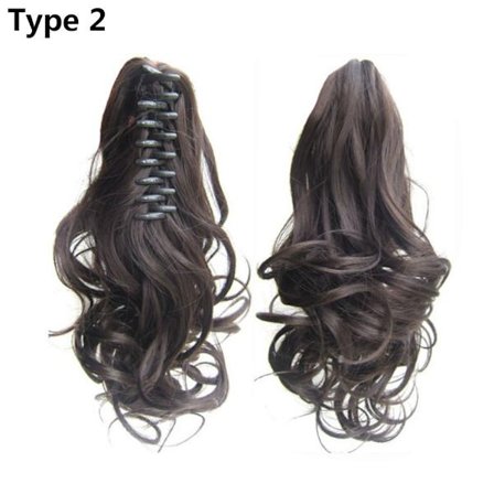 Lang krøllet syntetisk klo klip på hestehale hår paryk extensions