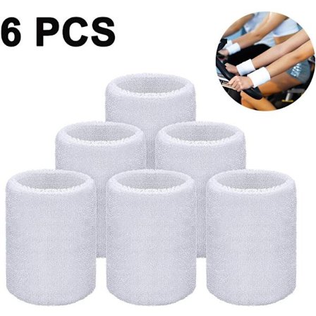 6 stk håndleddsbånd Sports Håndleddsbånd for Fotball Basketball, Løping Sports, hvit