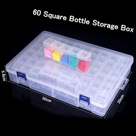 60 ruudukon timanttimaalaus tarvikkeiden säilytyslaatikko, irrotettava muovi