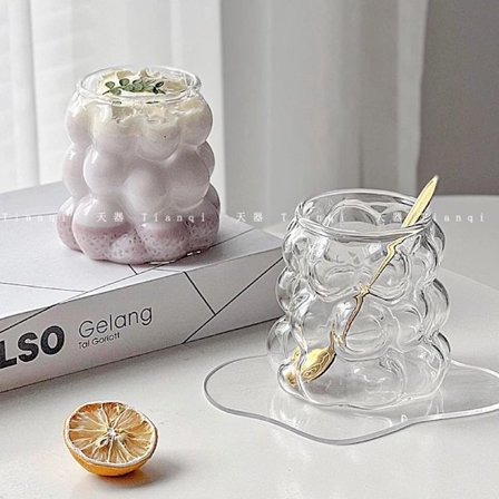 Transparent glass personality ins style coffee cup heat resistant high boron silicon tape milk latte cup water cup juice cup